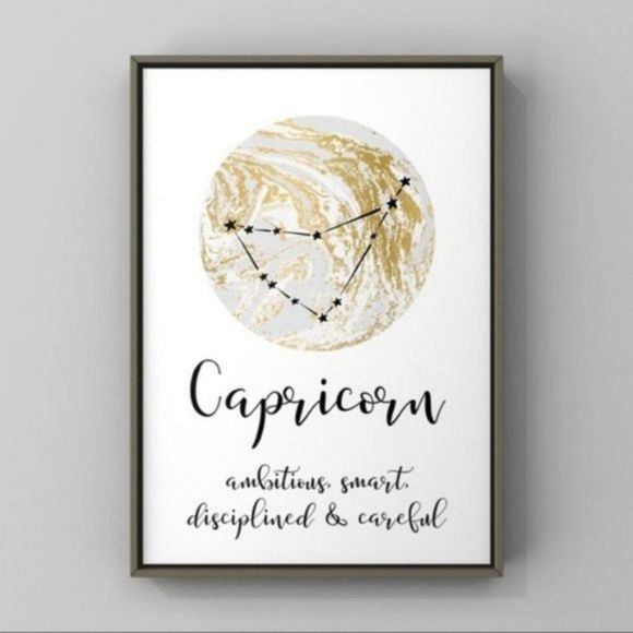 Capricorn zodiac sign constellation gold art print - Picture 1 of 2